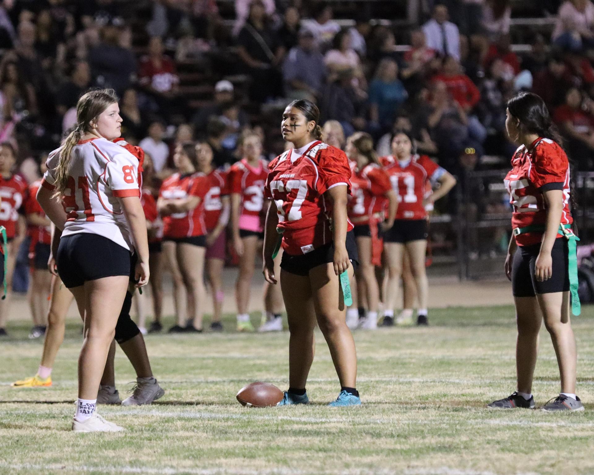 girls playing flag football