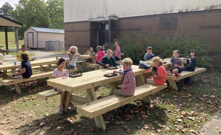New picnic tables ! Social distance lunches are the best