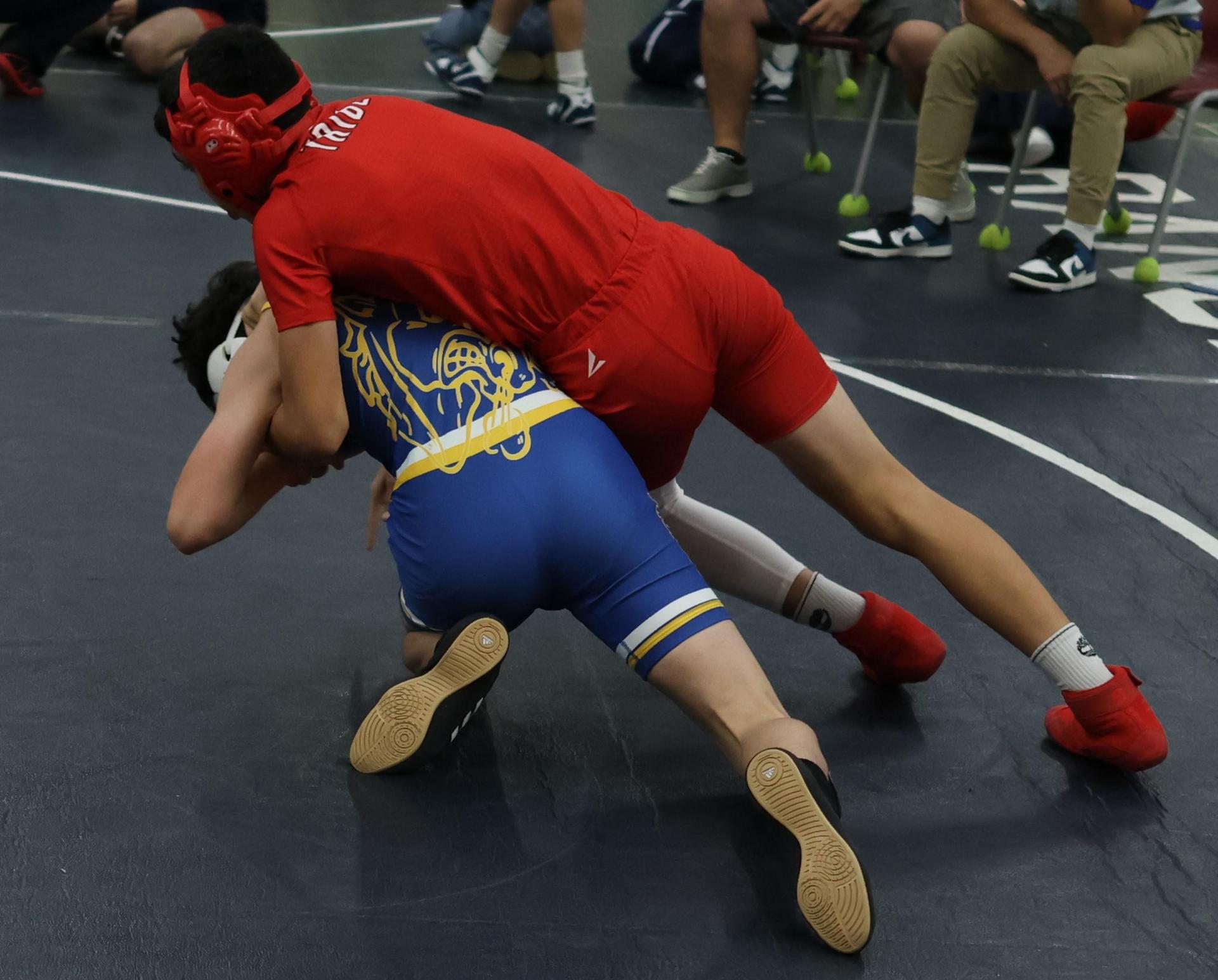 Boys wrestling in the Liberty Duals event 62