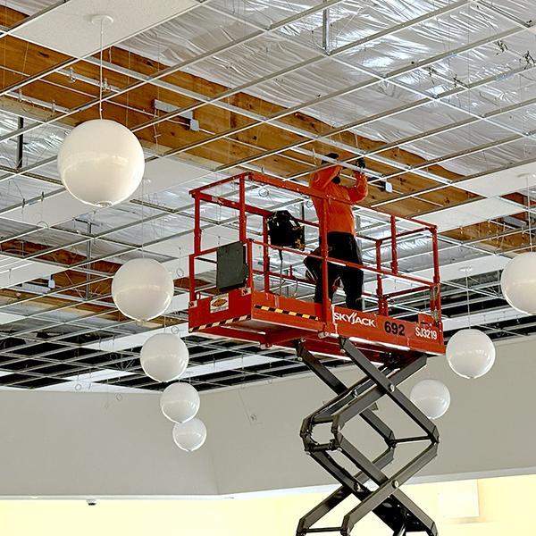 new lighting installed in cafeteria