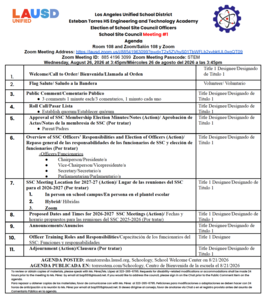 SSC 1st Meeting Agenda