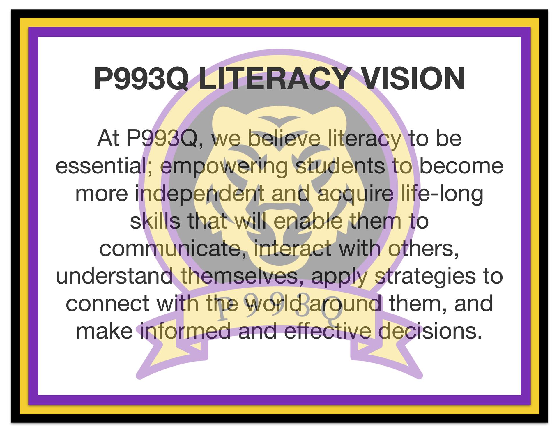 Literacy Vision Statement with School Logo