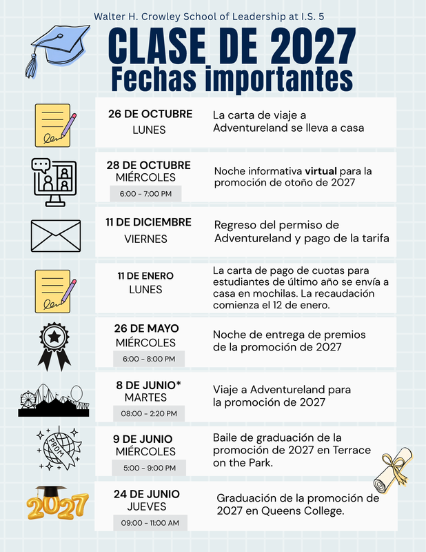 Class of 2027 dates (spanish)