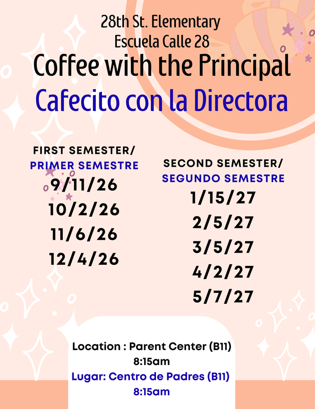 Coffee with the Principal Schedule 2026-2027