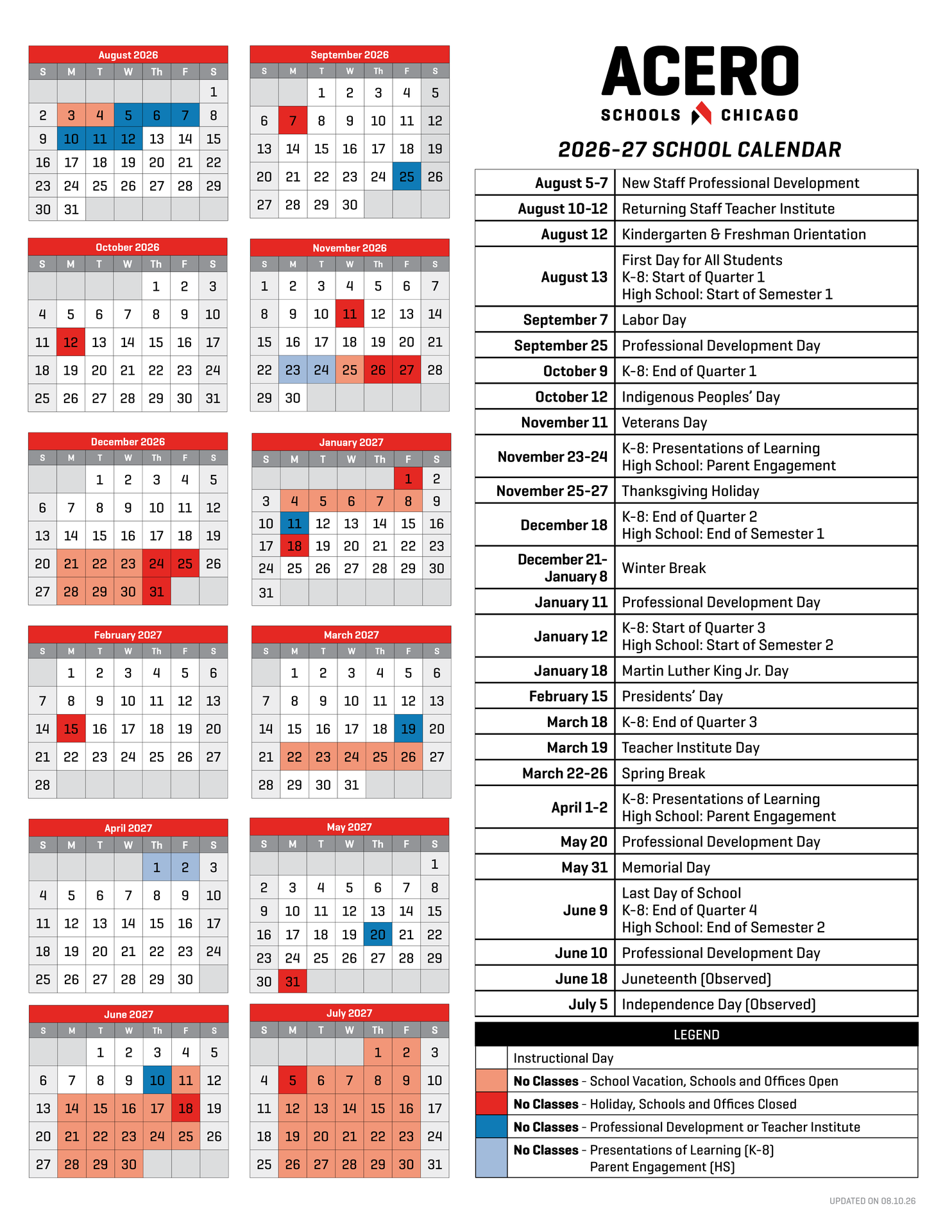 Academic calendar. Click to download