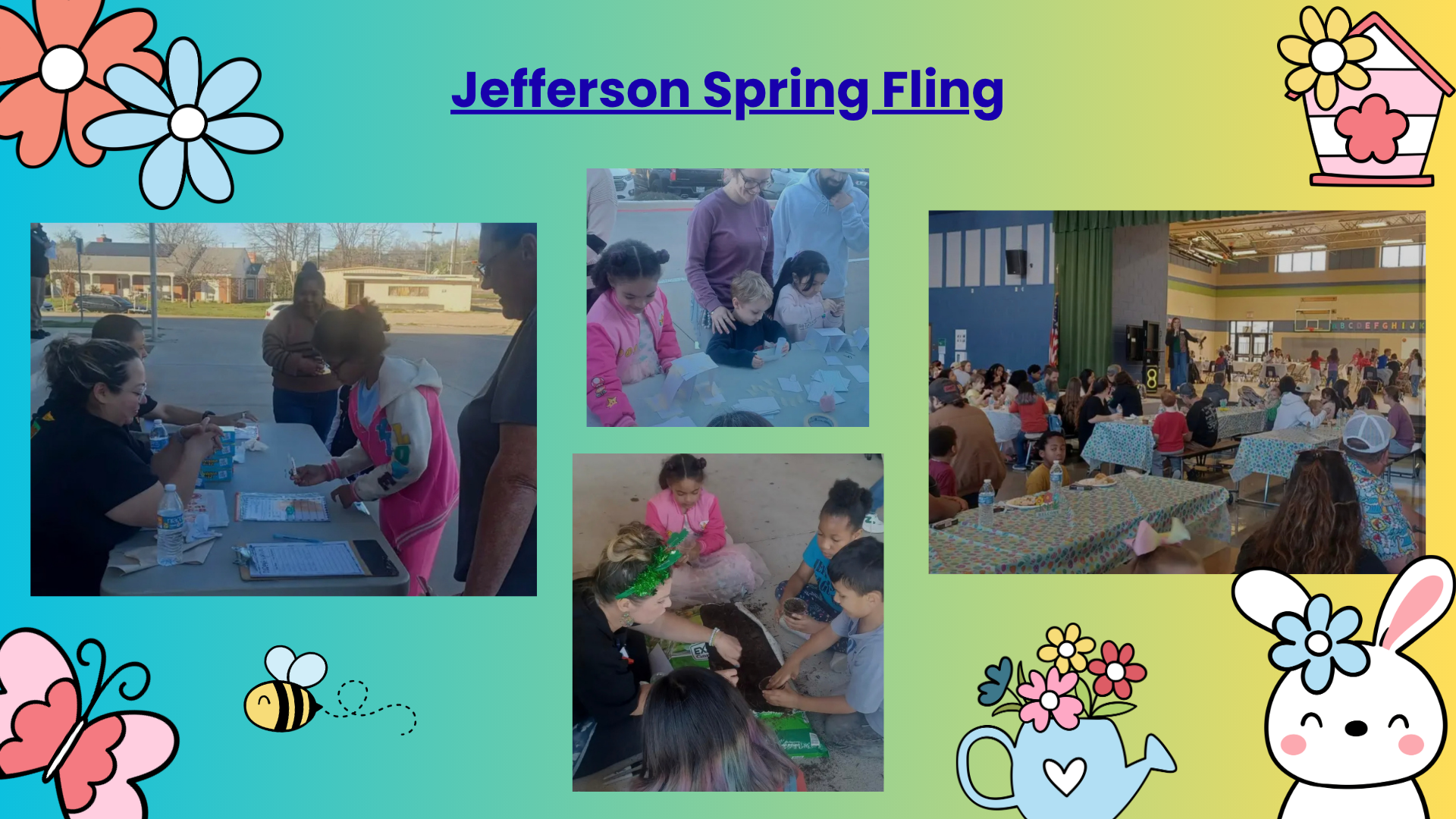 Pictures of children and adults enjoying the Jefferson Spring Fling.