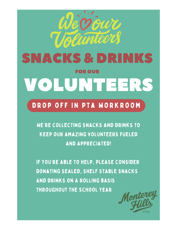 Please Donate Snacks & Drinks for our incredible MHS Volunteers Featured Photo