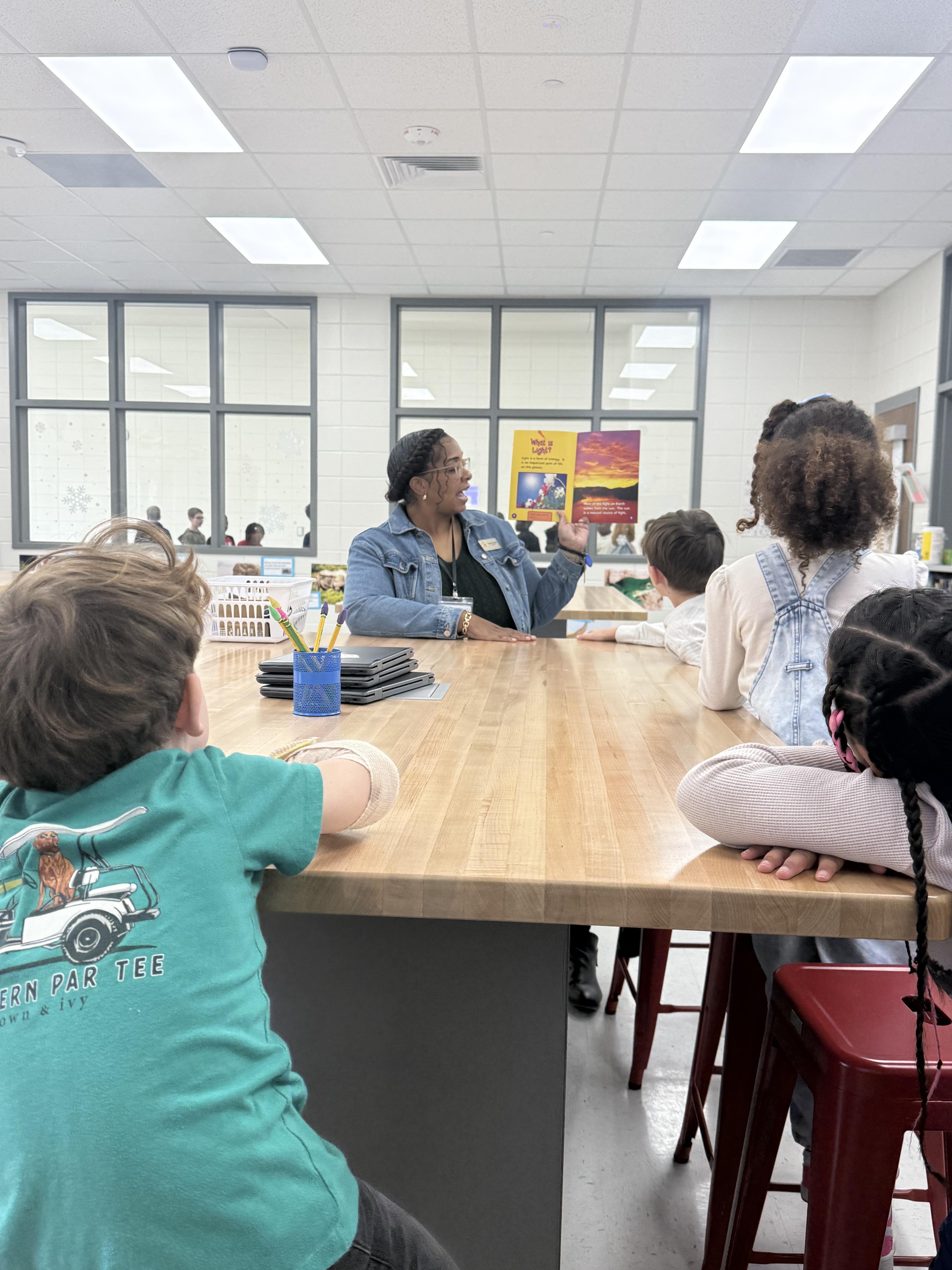Students completing STEM challenge