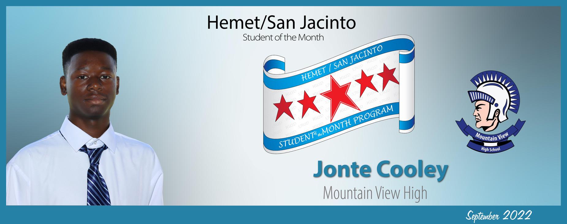Jonte Cooley MVHS September Student of the Month