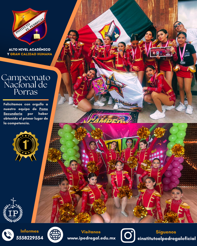 Poms Secundaria, primer lugar en el Campeonato Nacional de Porras. Featured Photo