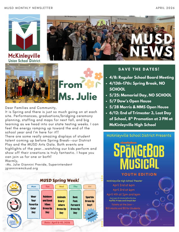 page one of the April newsletter