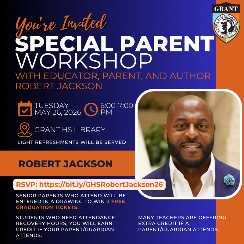 Special Parent Meeting with Robert Jackson - Tuesday, May 26, 2026, 6-7 PM in the library Featured Photo