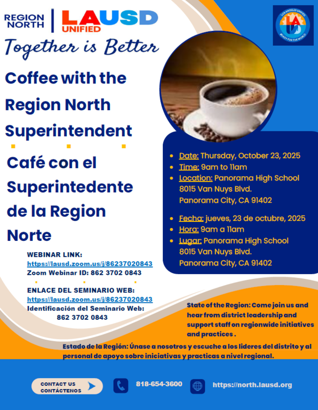 Coffee with the Region North Superintendent - Thursday, October 23 Featured Photo