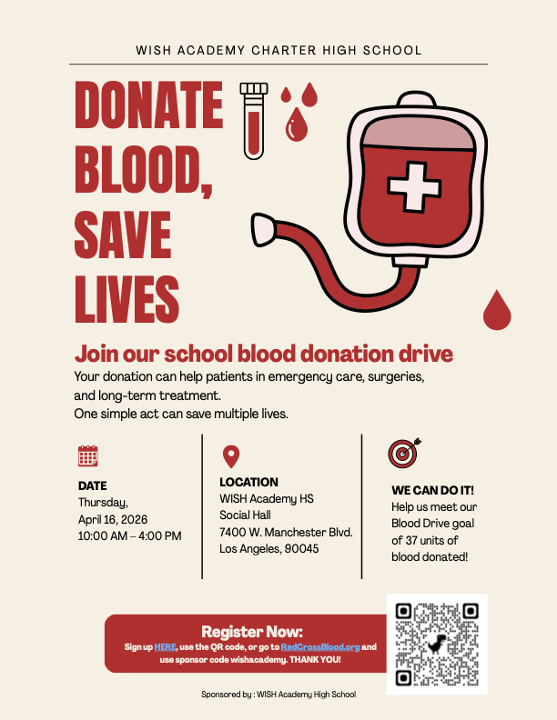 Make an Impact: Donate Blood at the WISH Academy Blood Drive on April 16th! Featured Photo