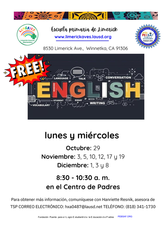 ESL flyer in Spanish