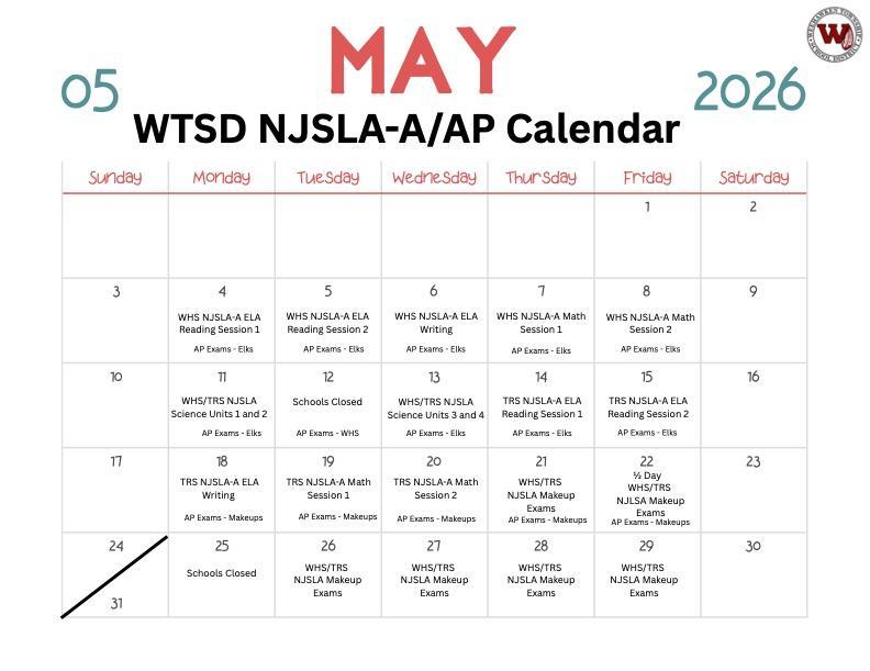 May District Standardized Testing Calendar