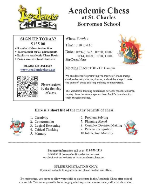 Academic Chess - Tuesdays starting 9/16