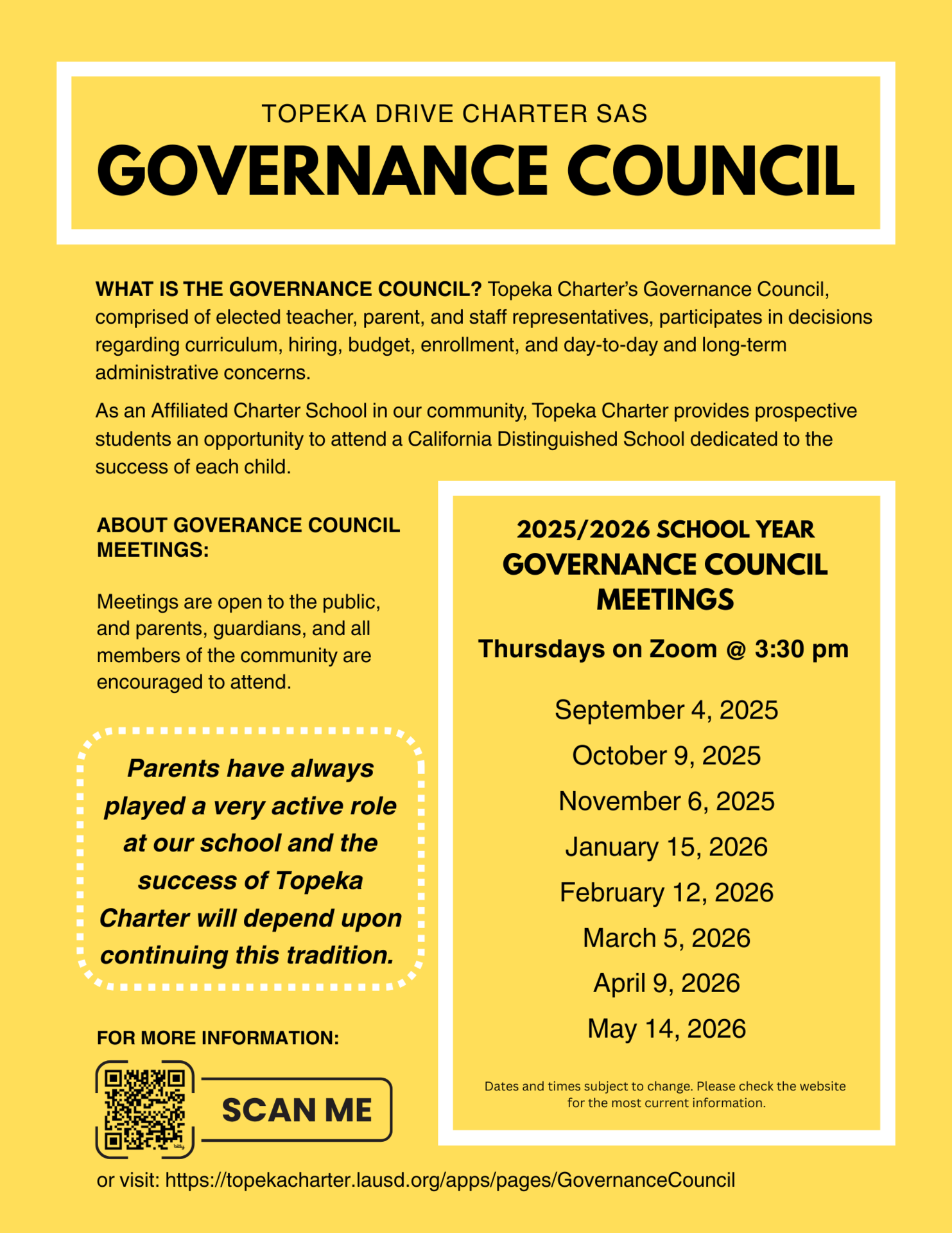 Governance Council Meetings flyer