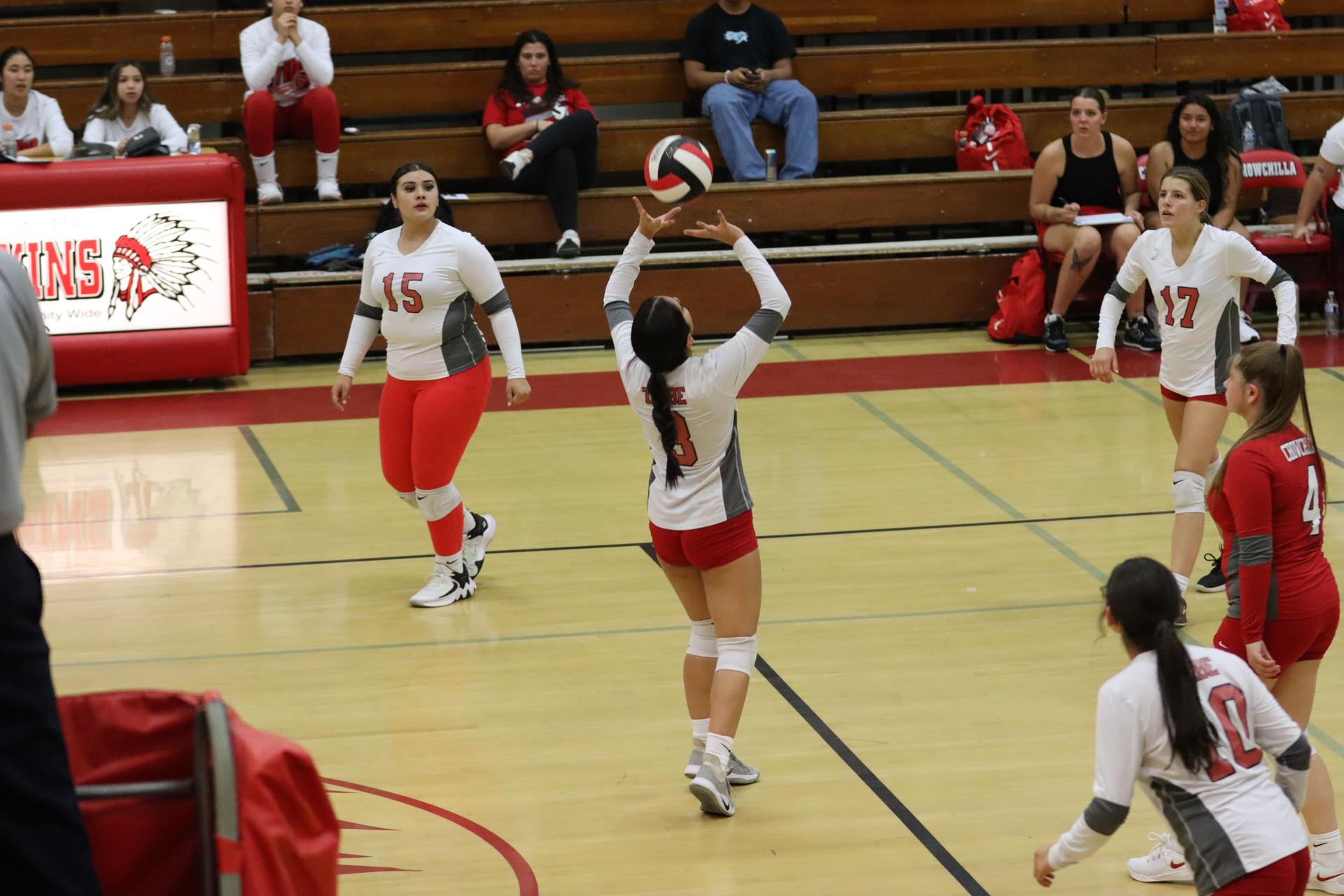 junior varsity girls playing volleyball against Liberty