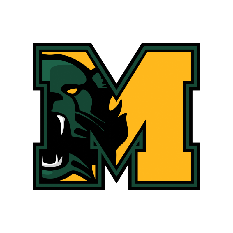 Green Bearcat Head inside a yellow capital M
