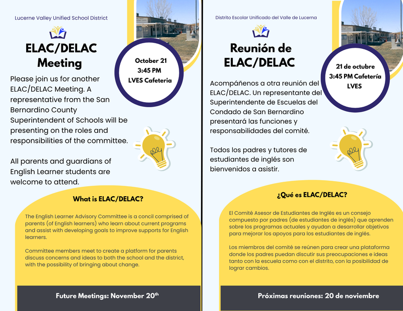 ELAC/DELAC Meeting on Oct. 21 Featured Photo
