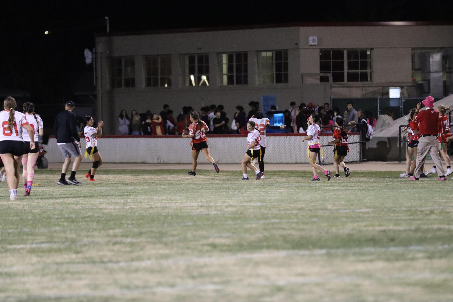 girls playing flag football