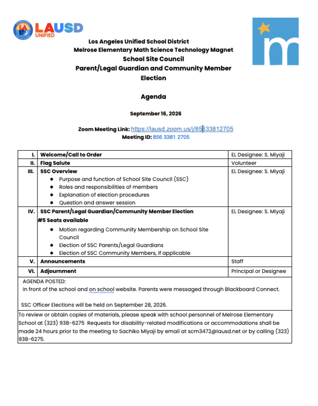 SSC Agenda
