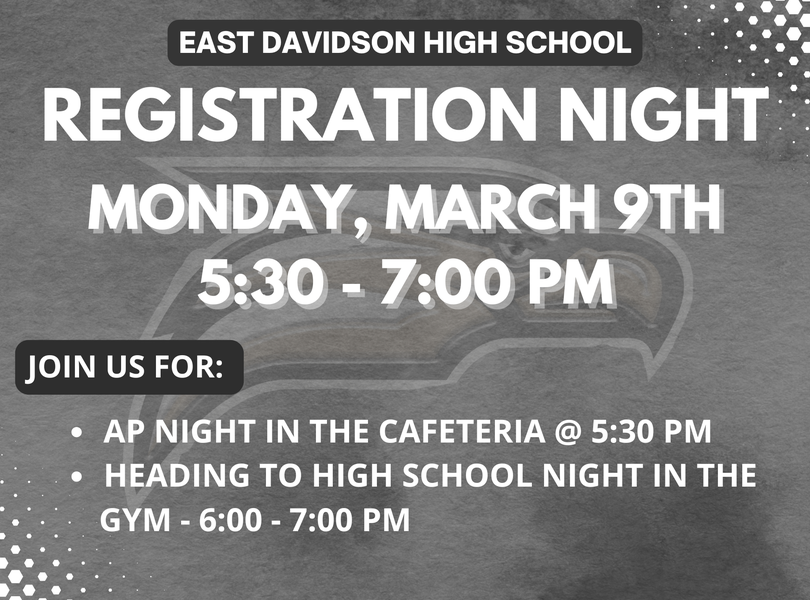 Registration Night is Monday, March 9th from 5:30-7