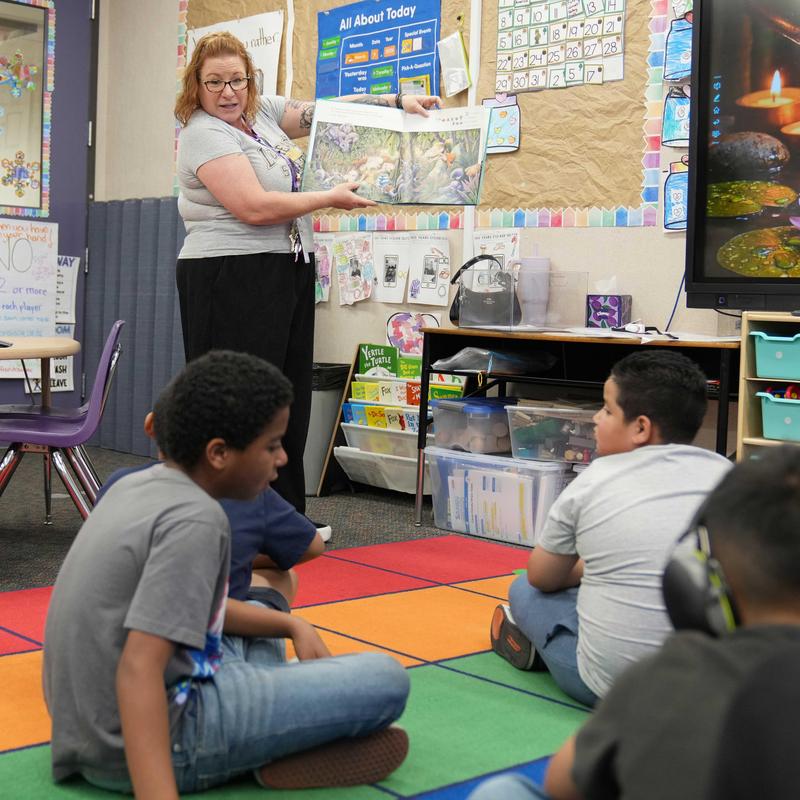 Adult reading to students