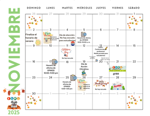Spanish- November Calendar Green