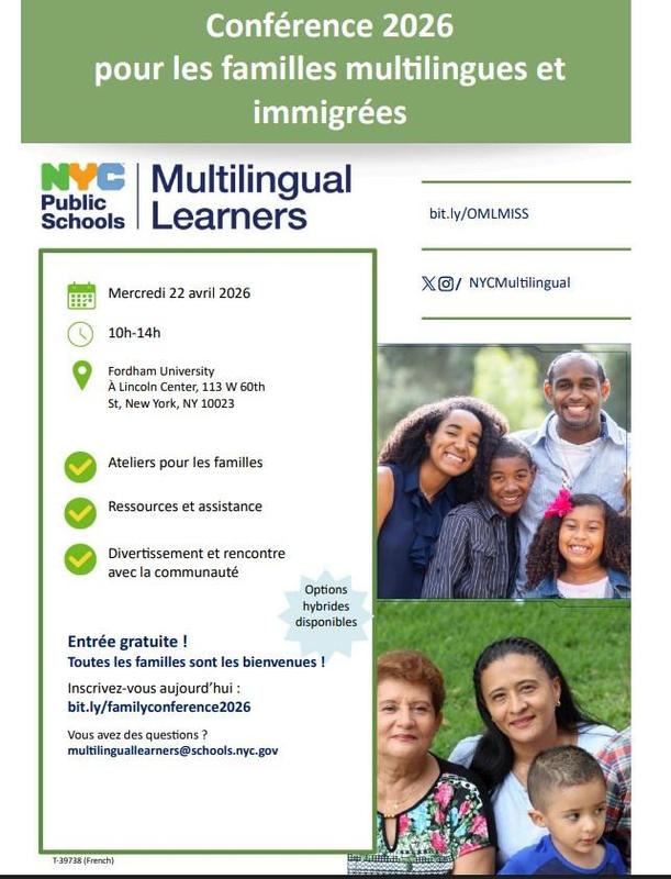 Event flyer for a multilingual learners meeting in French.