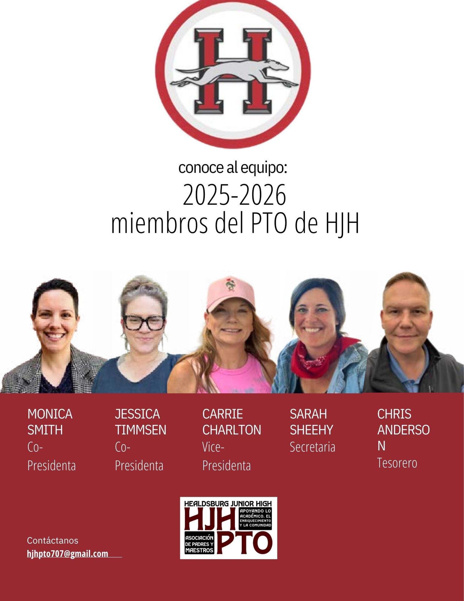 2025-26 HJH PTO Board Members in Spanish