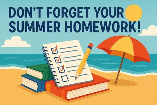 books, a todo list, and a reminder to not forget summer homework