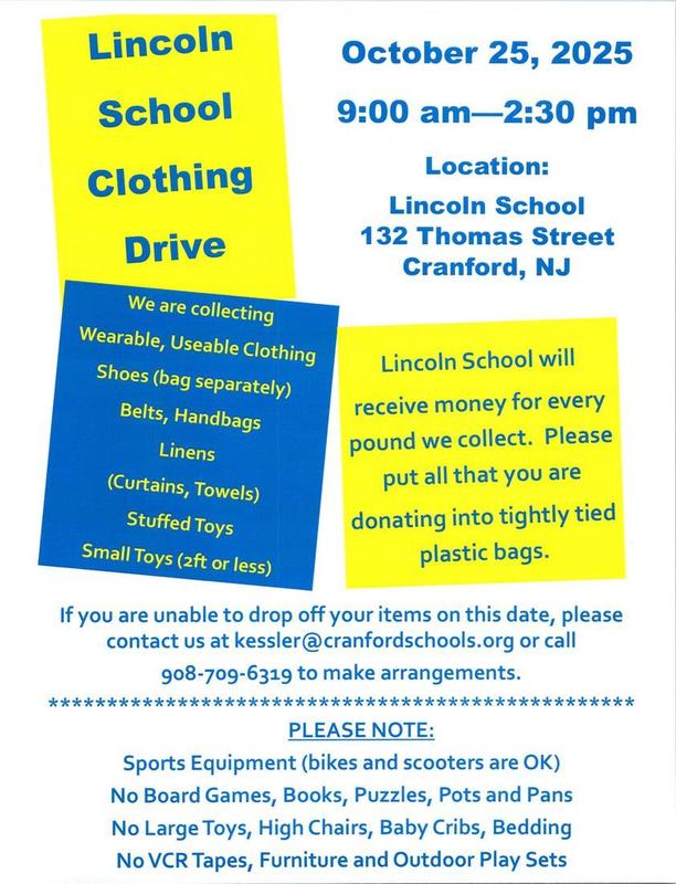 flyer Lincoln School Clothing Drive 2025