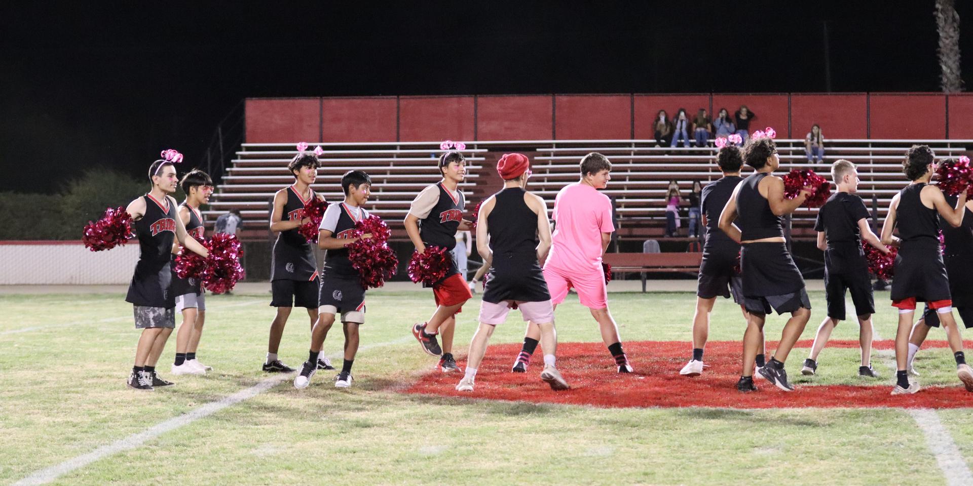 cheerleaders performing at halftime
