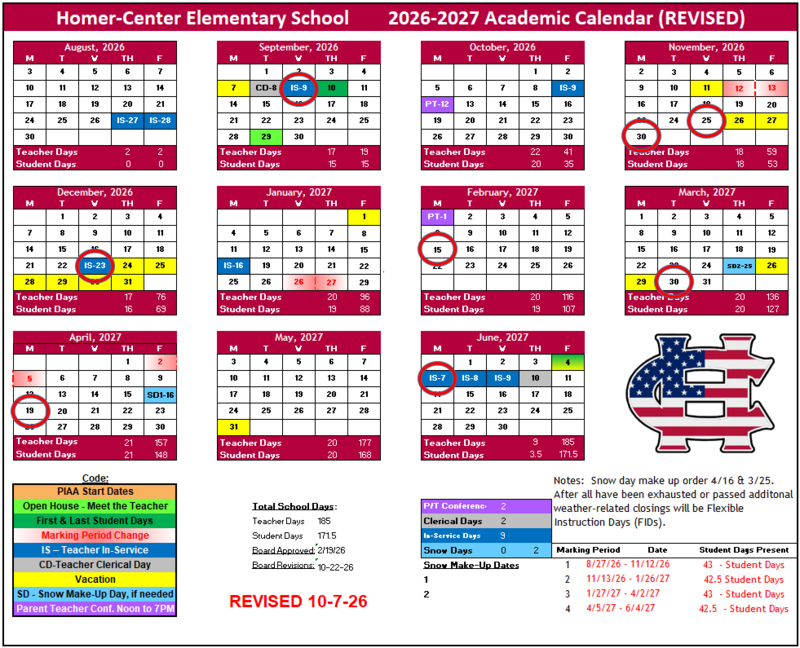 Elementary Calendar