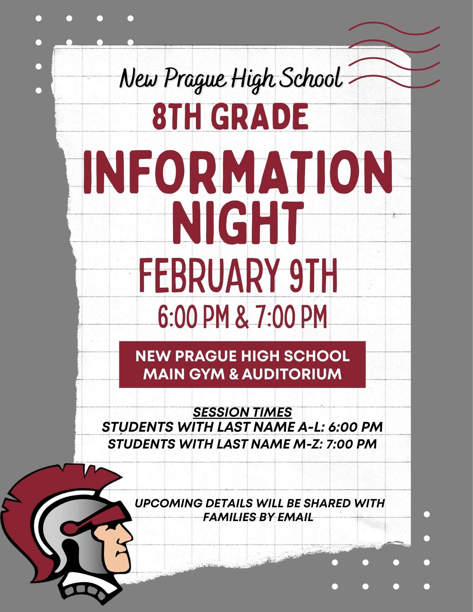 8th Grade information night flyer