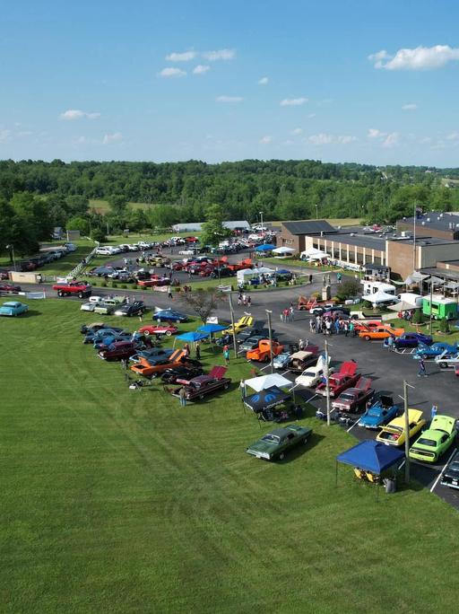 Aerial photo of car show