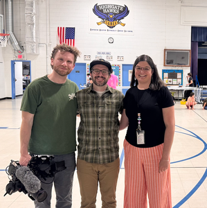 Highgate Afterschool Coordinator Ellen Lamos with production crew from Spruce Tone media