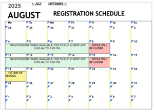Registration Mon-Thursday from 8:00am -1:00 pm Closed Friday