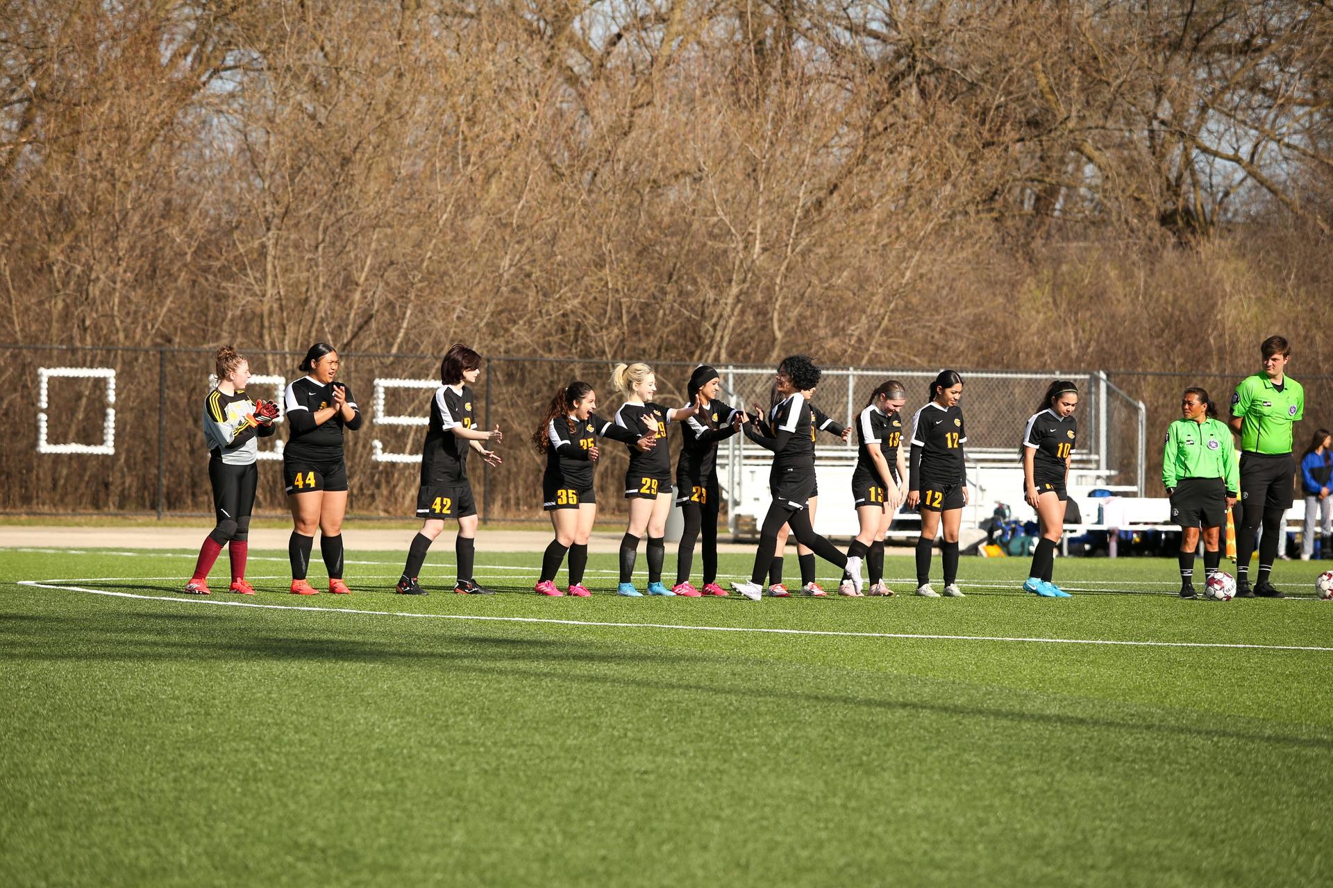 soccer team in a line on the field