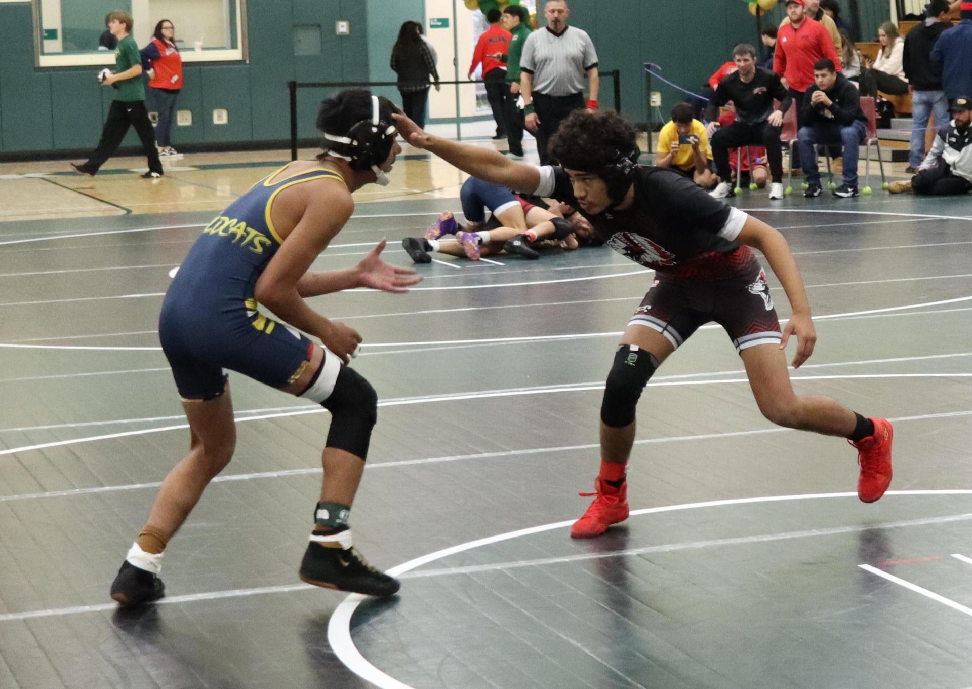 wrestlers in action at the Hawks invitational
