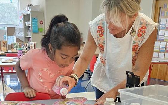 Making butterfly wings at James River Day School