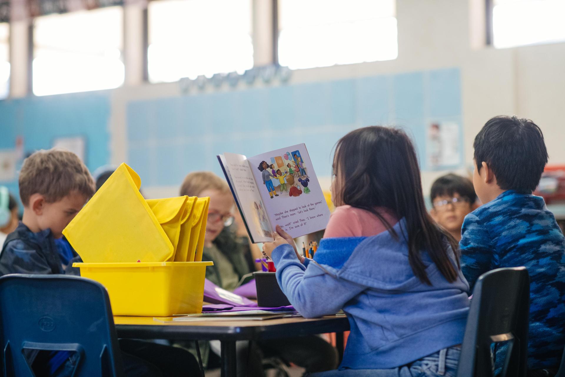 students reading in classroom