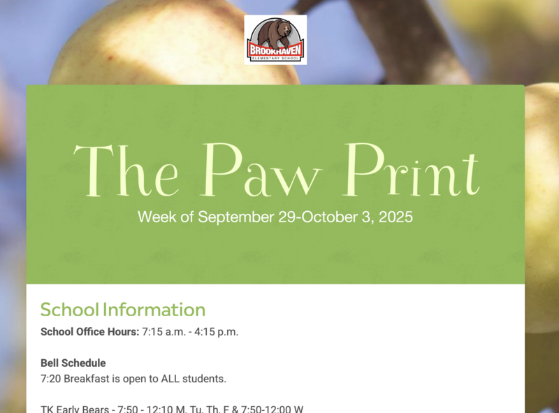 The Paw Print: Week of the 29th