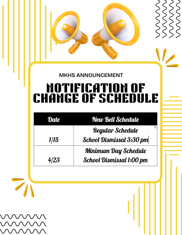 MKHS Schedule Change Announcement! Featured Photo