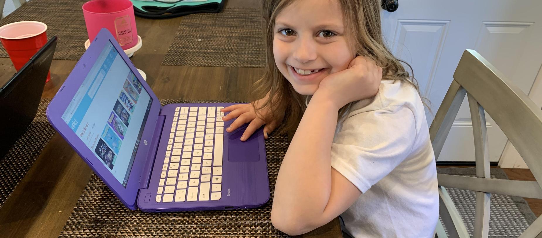 student working on computer