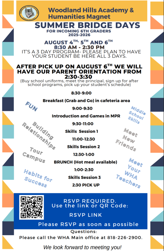 Summer Bridge Program for New 6th grade students 25-26