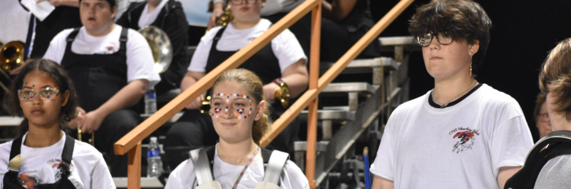 Band members at football game