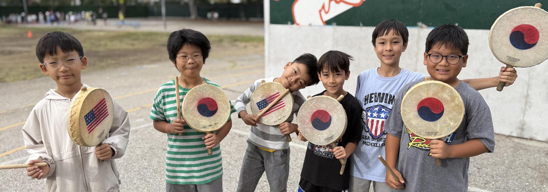 Group of students with musical instruments